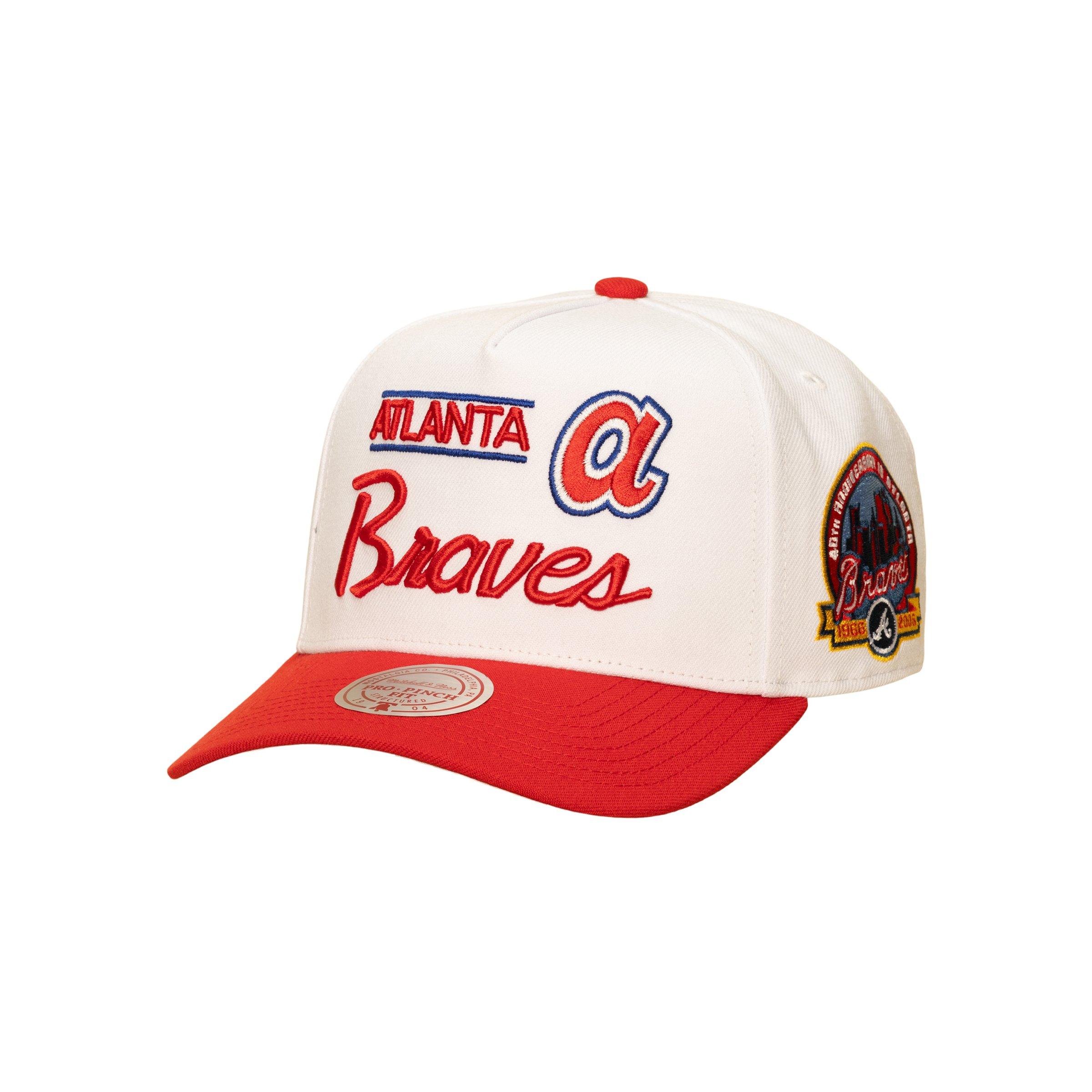 Mitchell & Ness Atlanta Braves Bill Smack Snapback Hat  -  White/Red - WHITE/RED